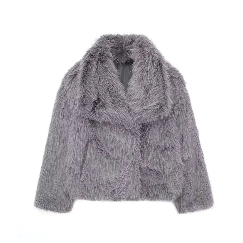 Faux Fur Loose Fitted Fur Jacket