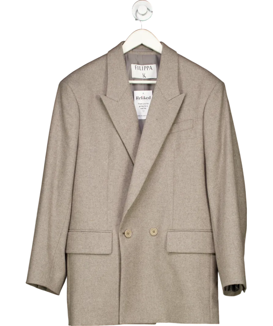 Filippa K Grey Double Breasted Flannel Blazer UK 8