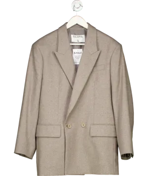 Filippa K Grey Double Breasted Flannel Blazer UK 8