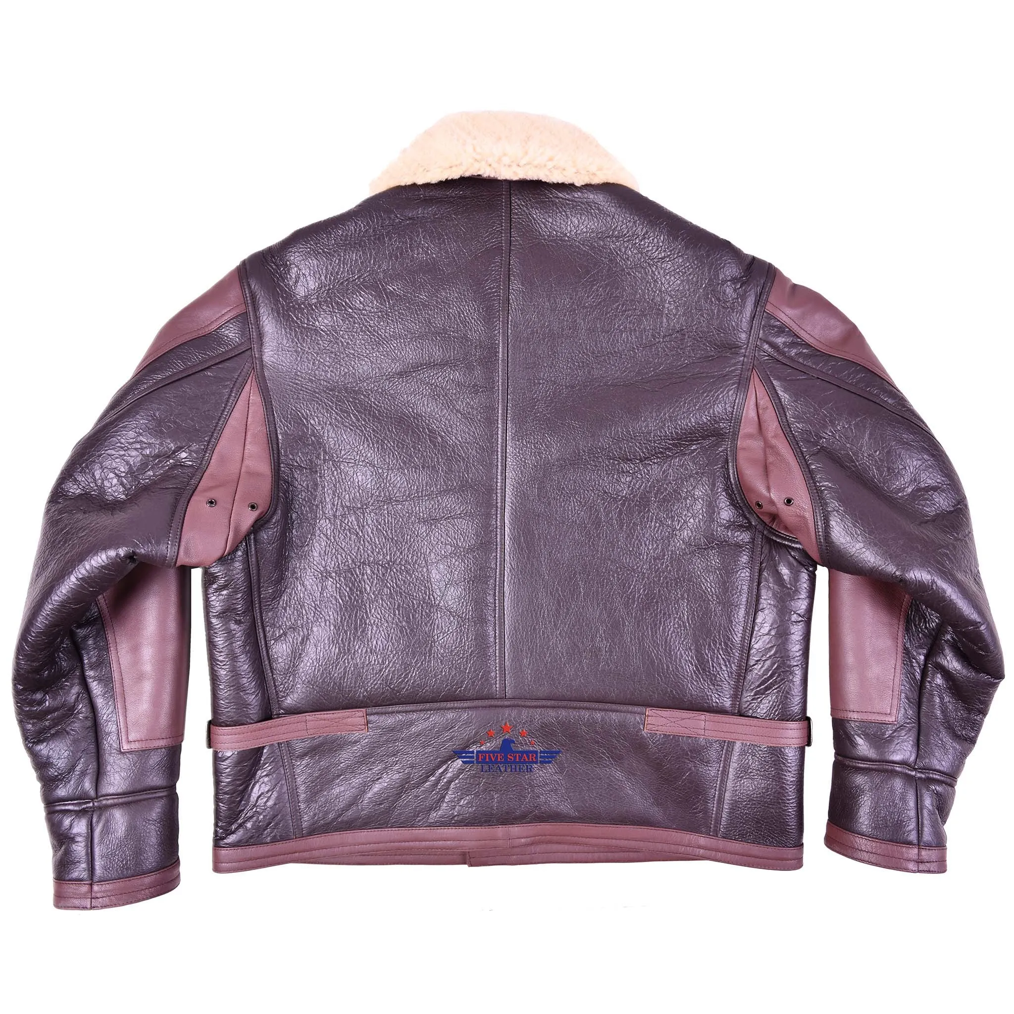 FiveStar MEN AVIATOR US NAVY M-445A SHEEPSKIN LEATHER FLIGHT JACKET