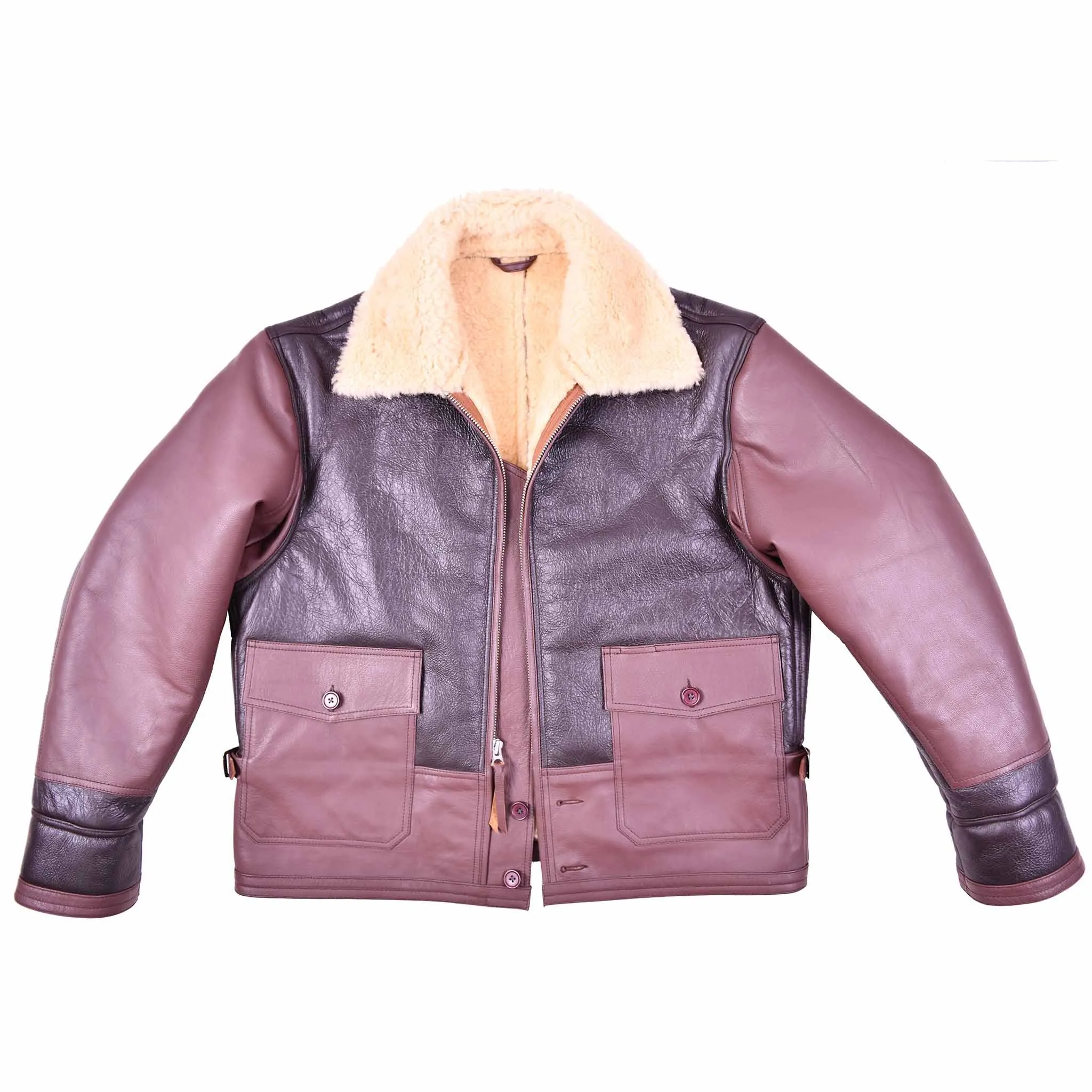 FiveStar MEN AVIATOR US NAVY M-445A SHEEPSKIN LEATHER FLIGHT JACKET