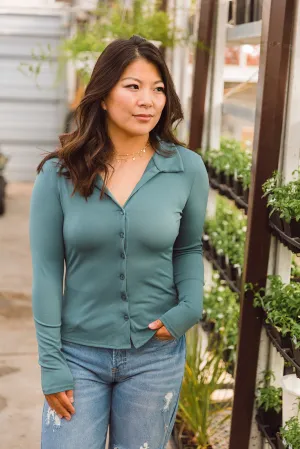 Flynn Long Sleeve Button Down Knit top