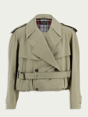 Folded Oversized Belted Cotton-Twill Trench Coat