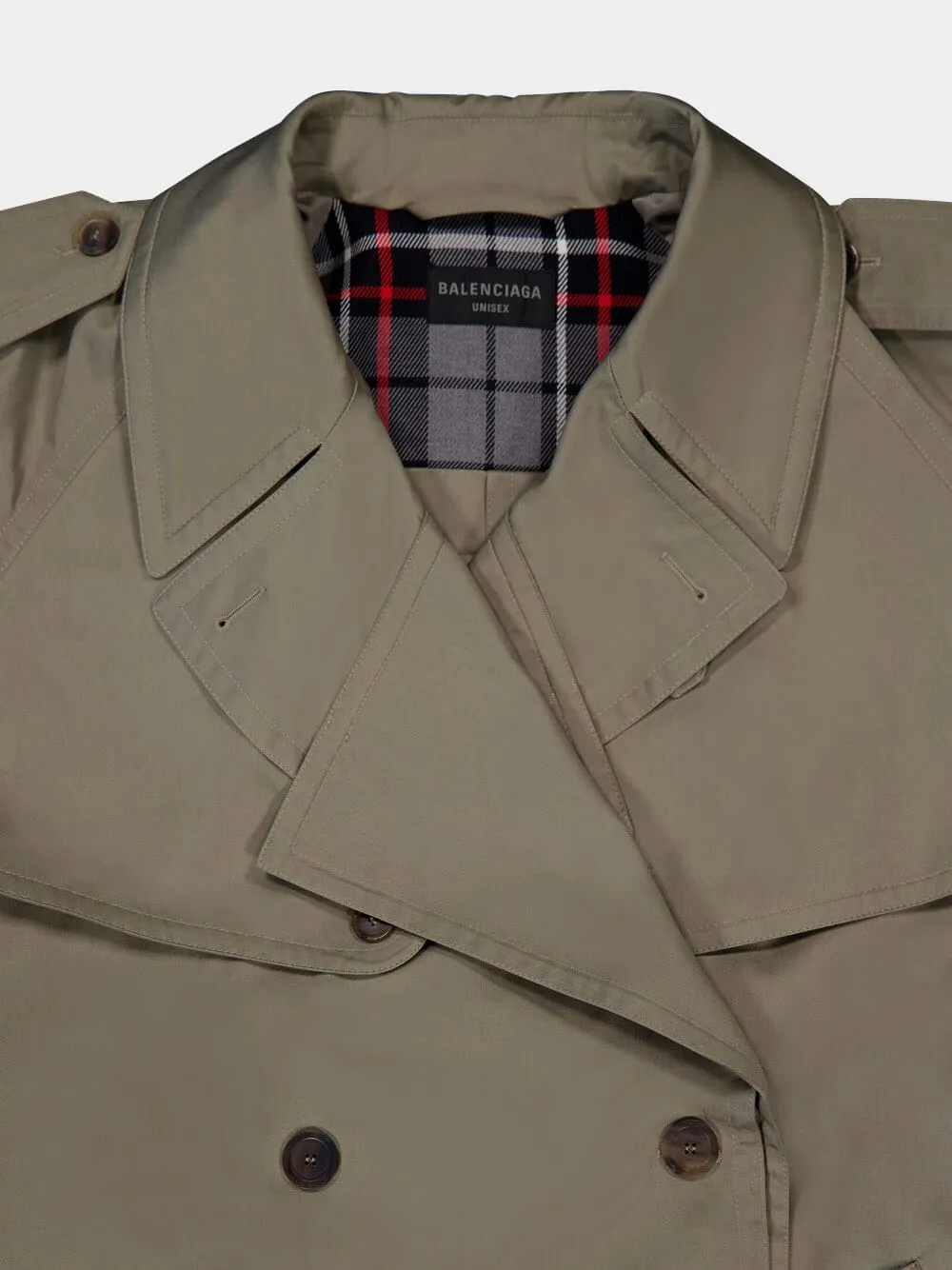 Folded Oversized Belted Cotton-Twill Trench Coat