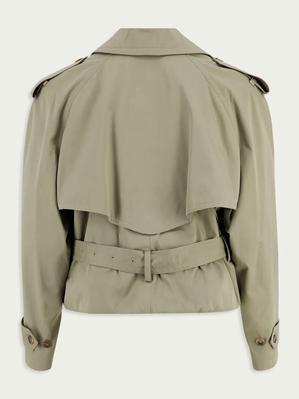 Folded Oversized Belted Cotton-Twill Trench Coat
