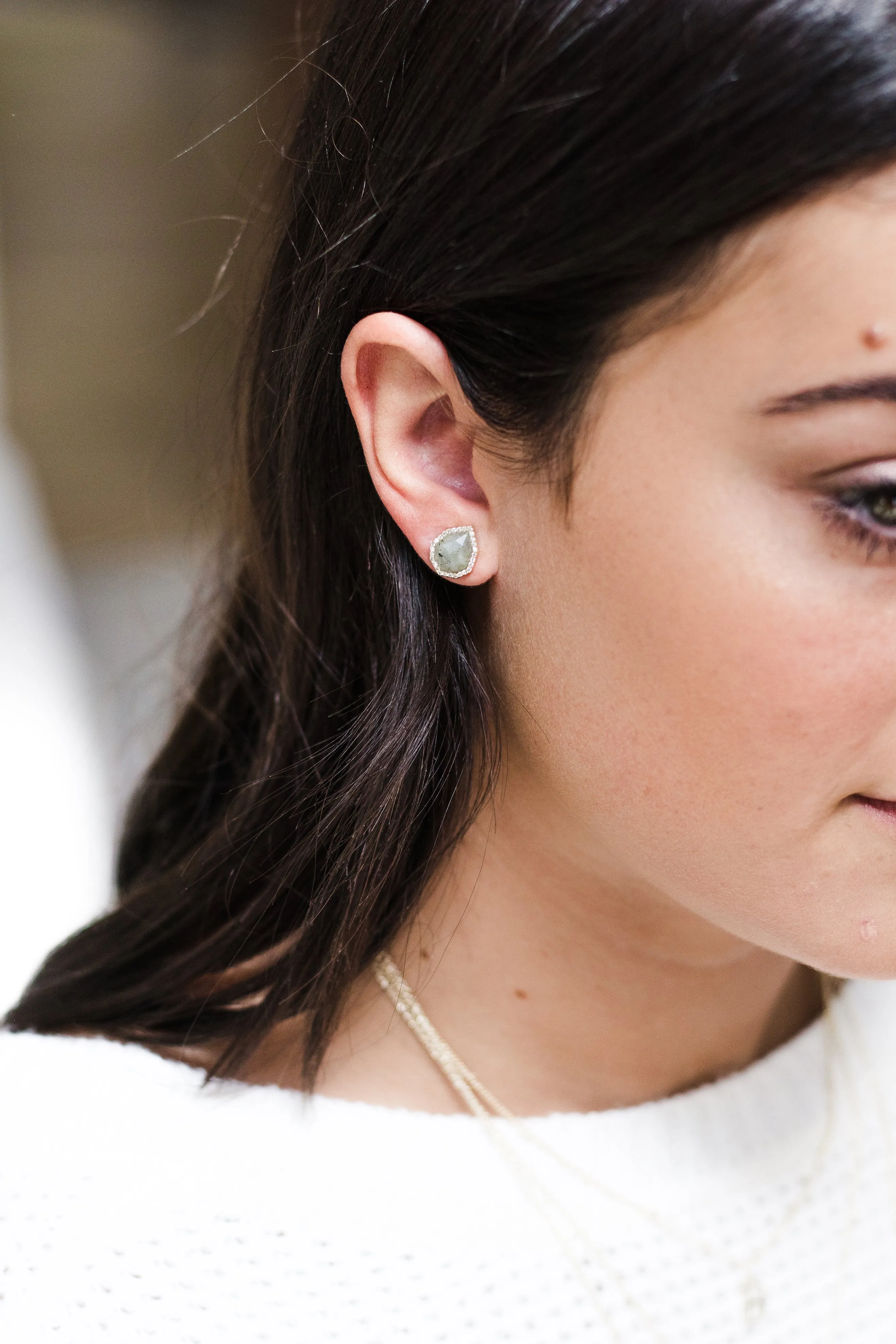 Geo Labradorite Ear Jackets