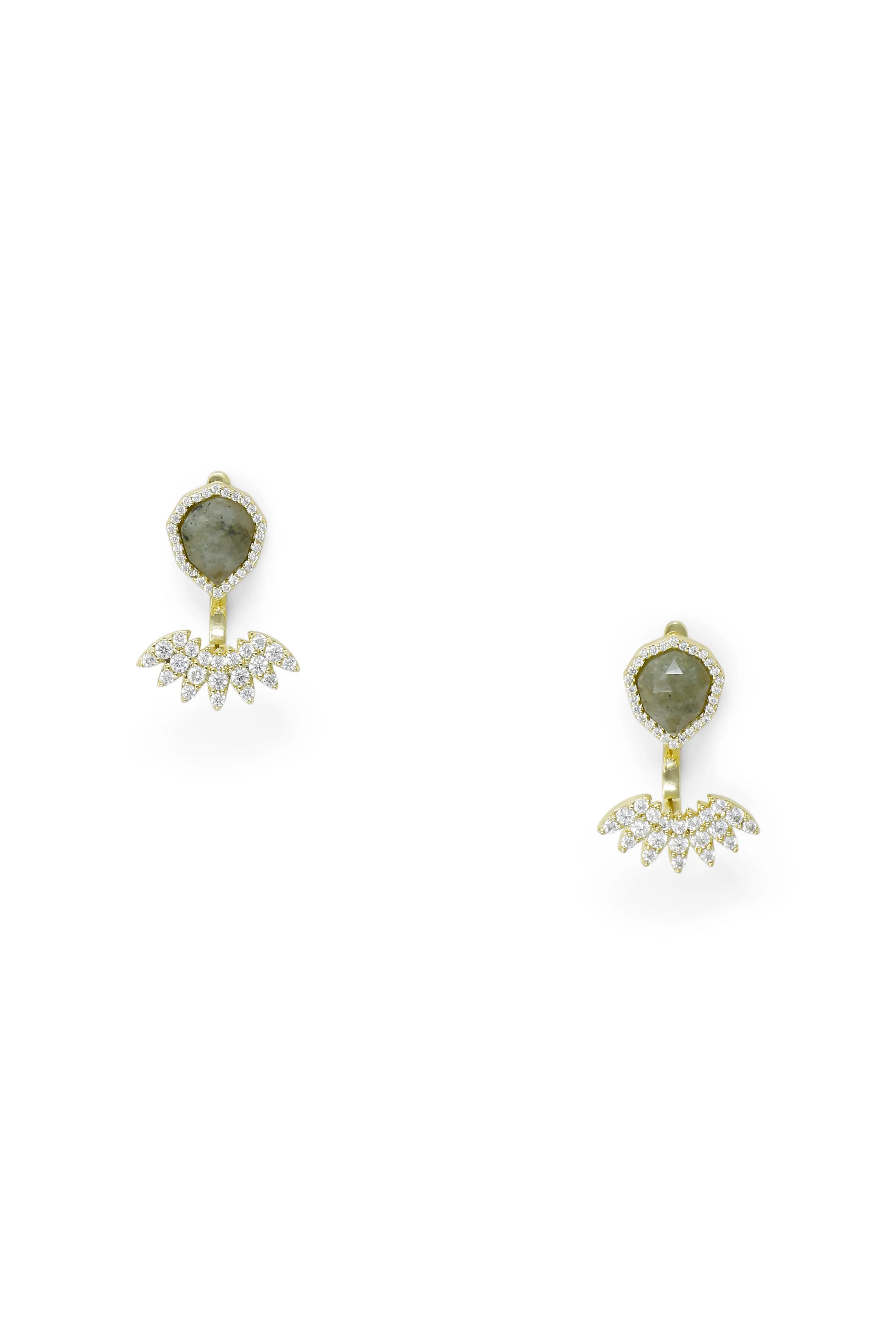 Geo Labradorite Ear Jackets