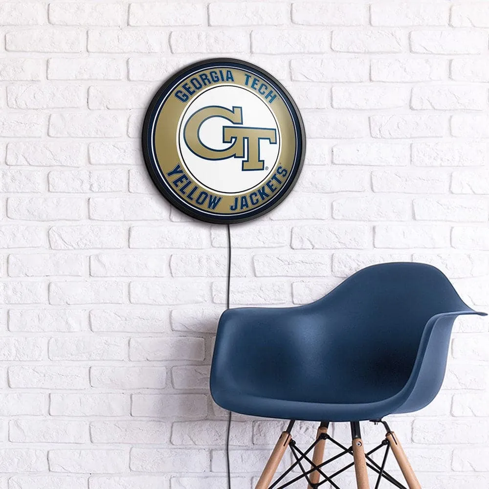 Georgia Tech Yellow Jackets: Round Slimline Lighted Wall Sign