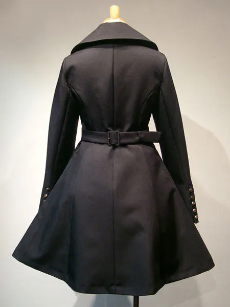 Gothic Lolita Overcoat Double Breasted Poncho Design Button Black Lolita Winter Coat