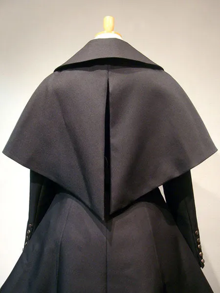 Gothic Lolita Overcoat Double Breasted Poncho Design Button Black Lolita Winter Coat