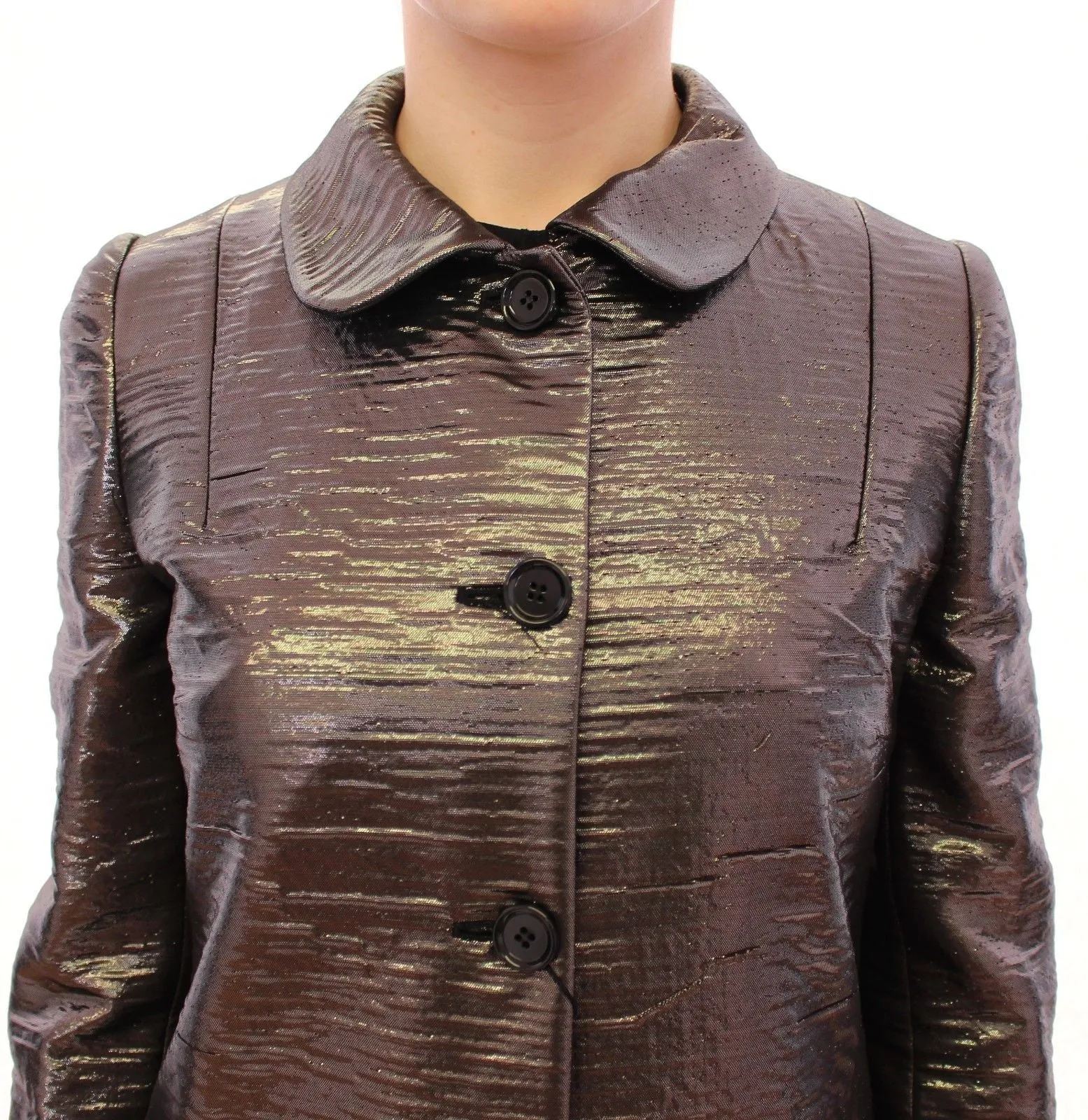 Gray Metallic Trench Coat Jacket