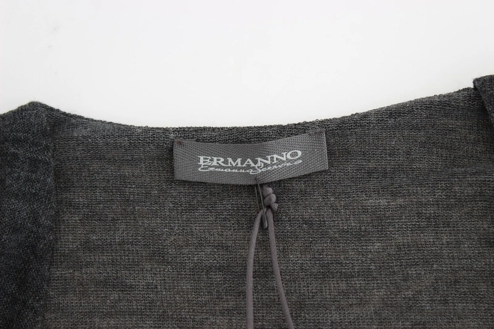 Gray Wool Blend Stretch Long Sleeve Sweater