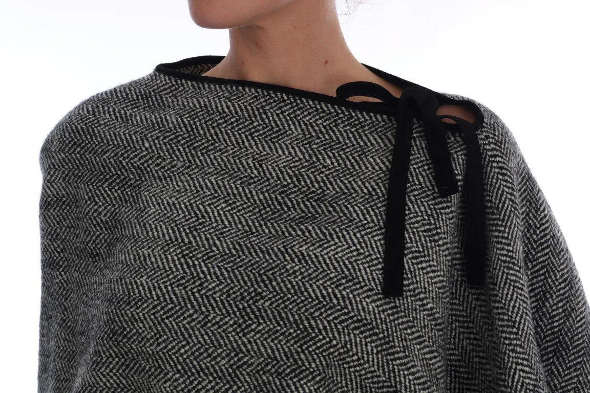 Gray Wool Knitted Sweater Poncho