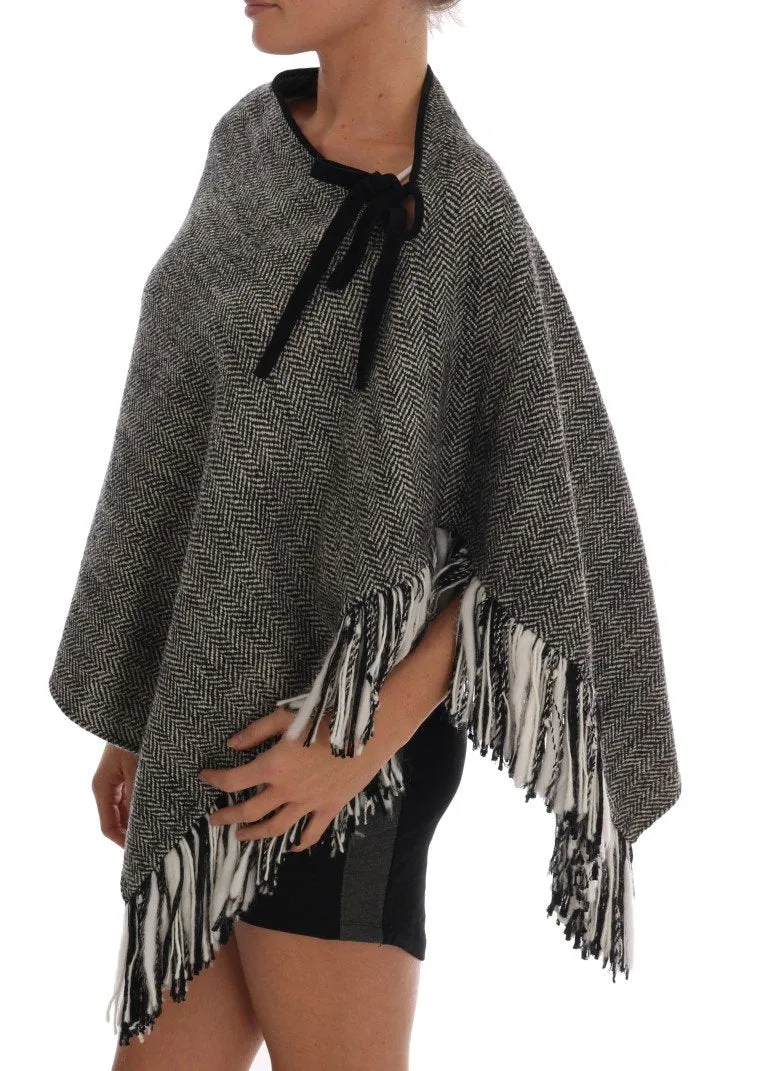 Gray Wool Knitted Sweater Poncho