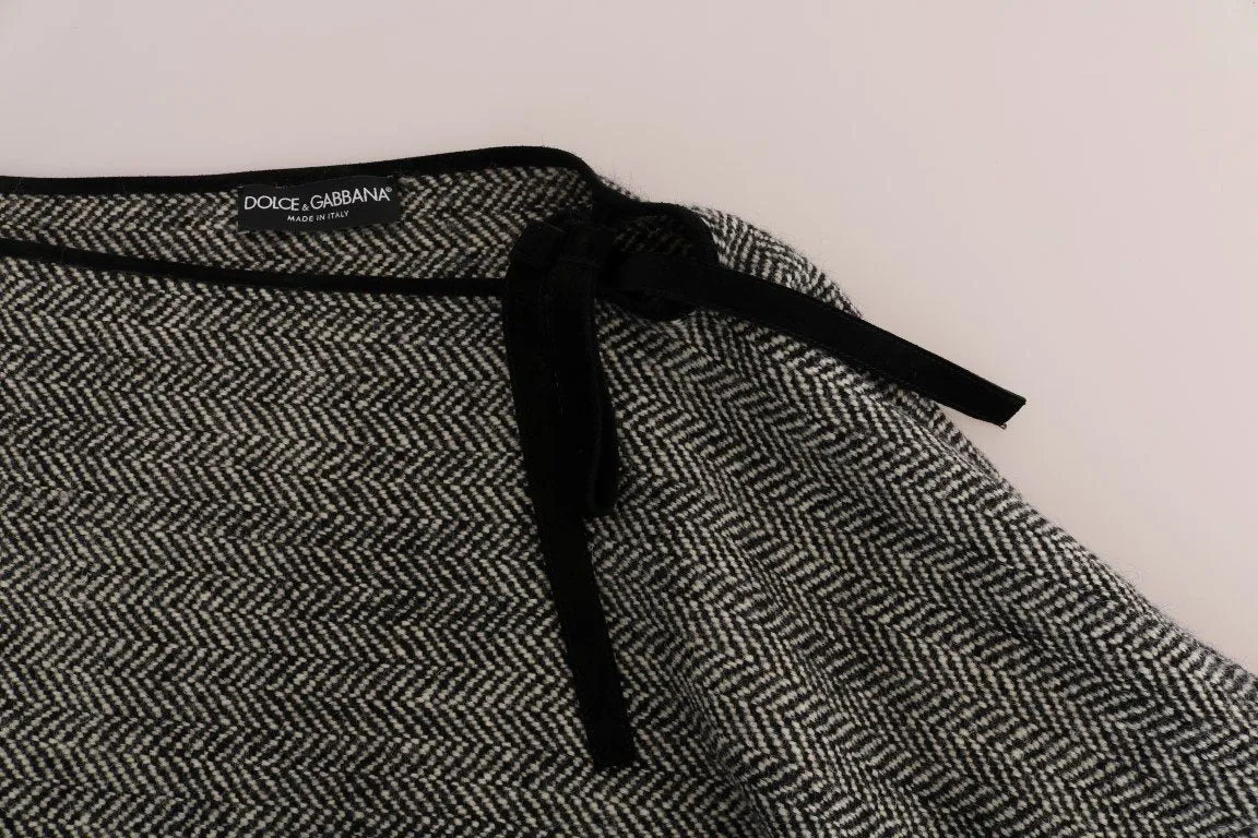 Gray Wool Knitted Sweater Poncho