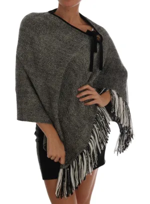 Gray Wool Knitted Sweater Poncho