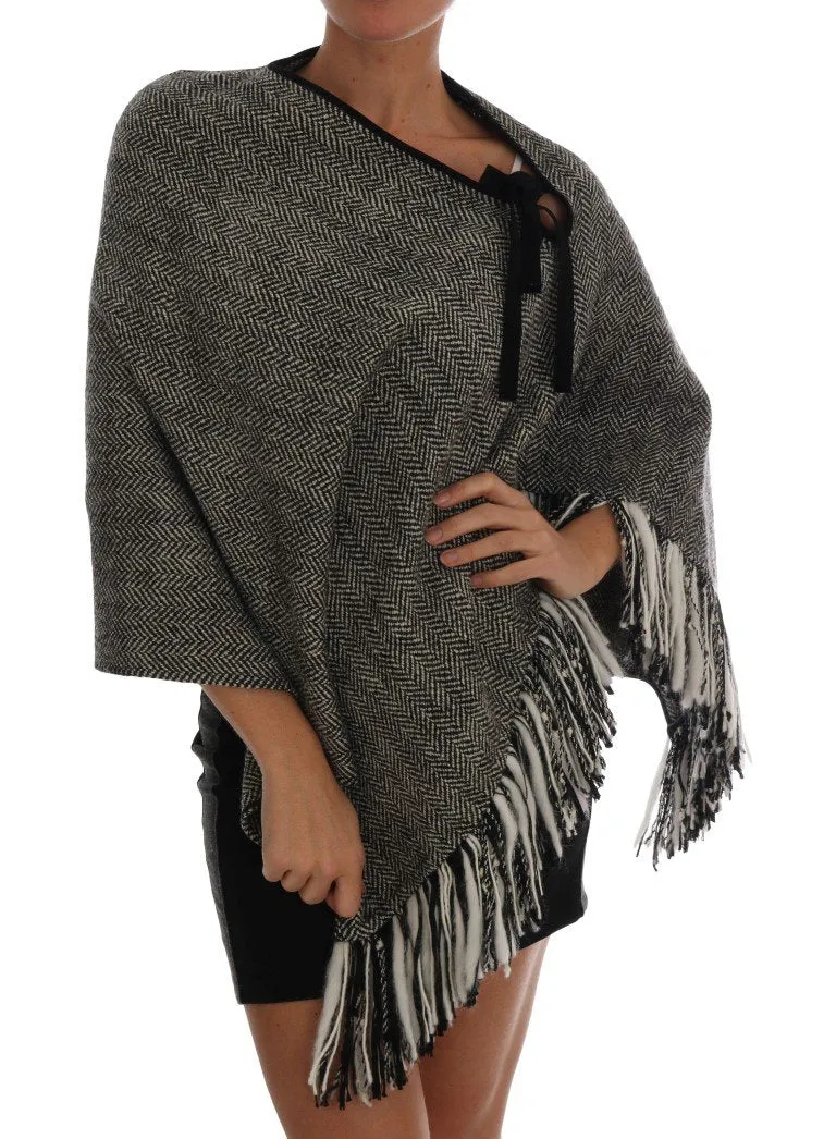 Gray Wool Knitted Sweater Poncho