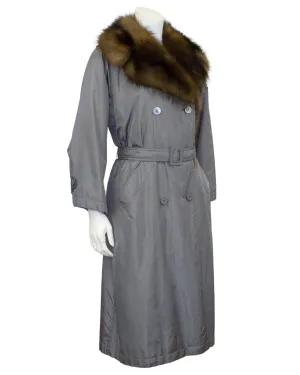 Grey Autumn/Winter 1977 Haute Couture Trench Coat with Fur Collar