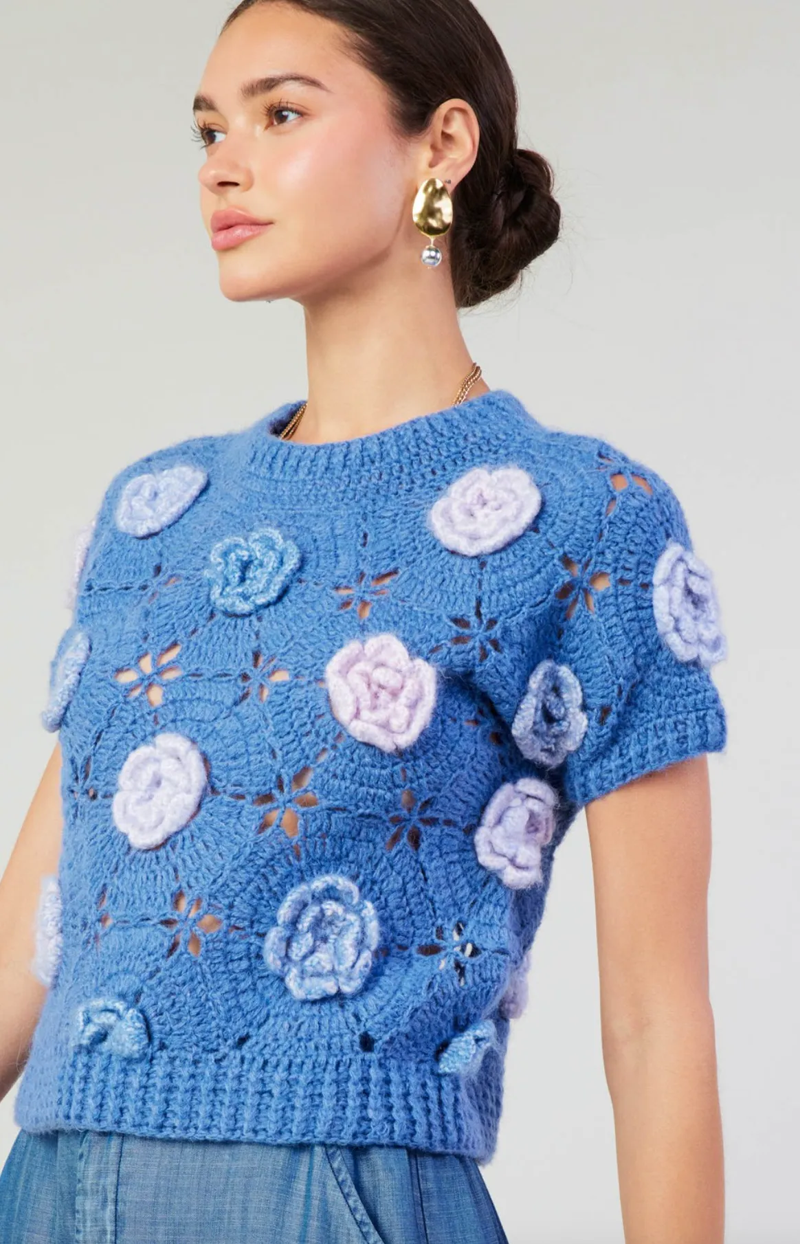Hand Knit Crochet Sweater