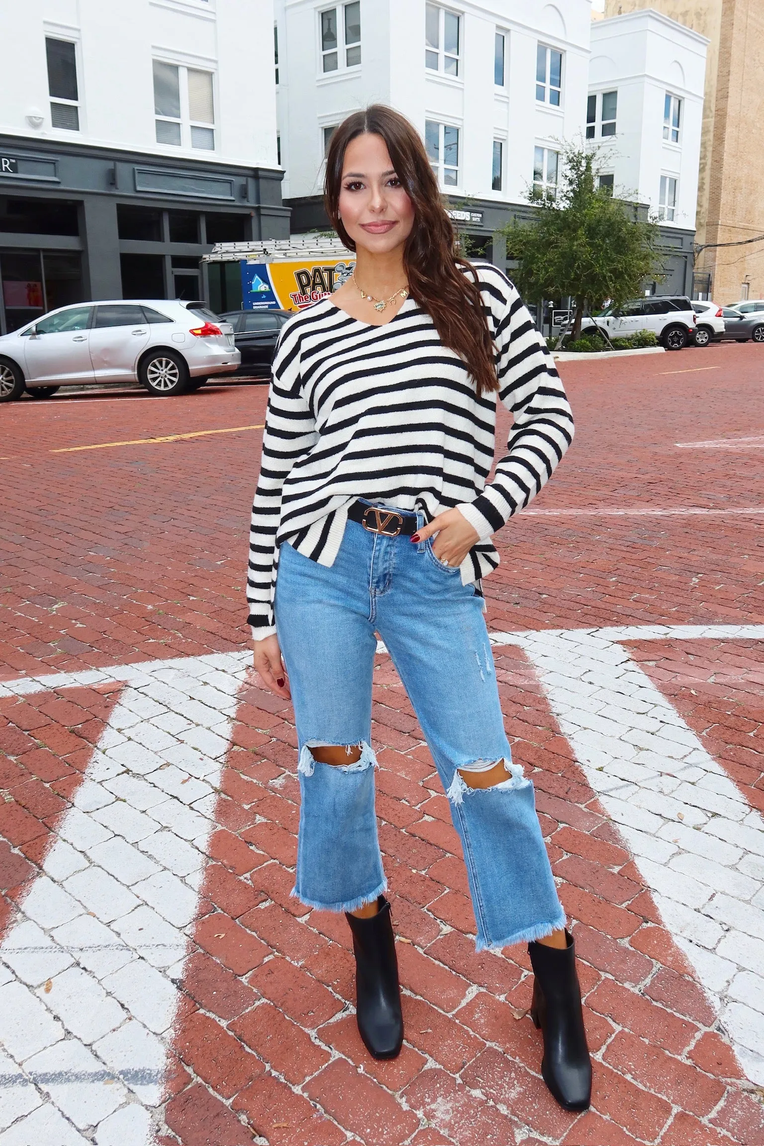 Heart To Heart Striped Sweater