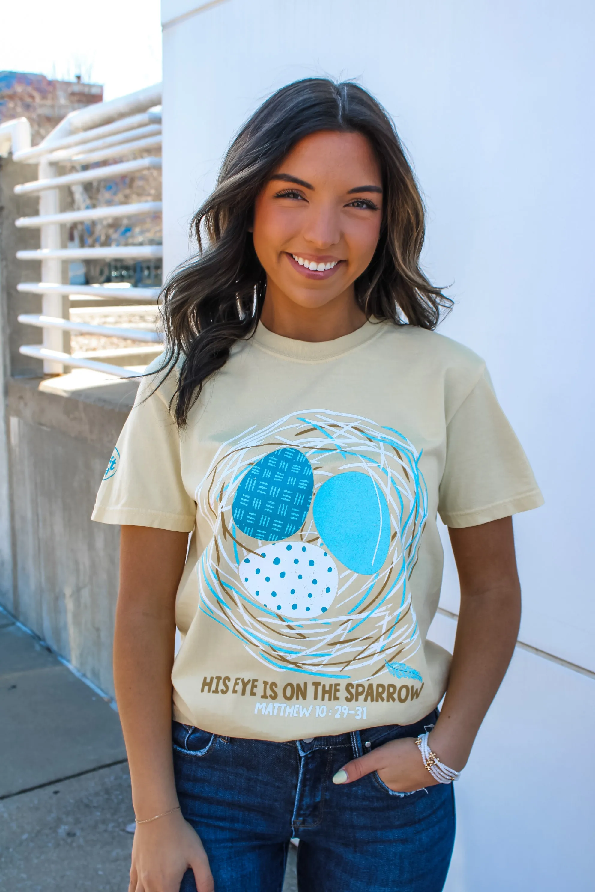 His Eye Is On The Sparrow Graphic Tee • Lemon