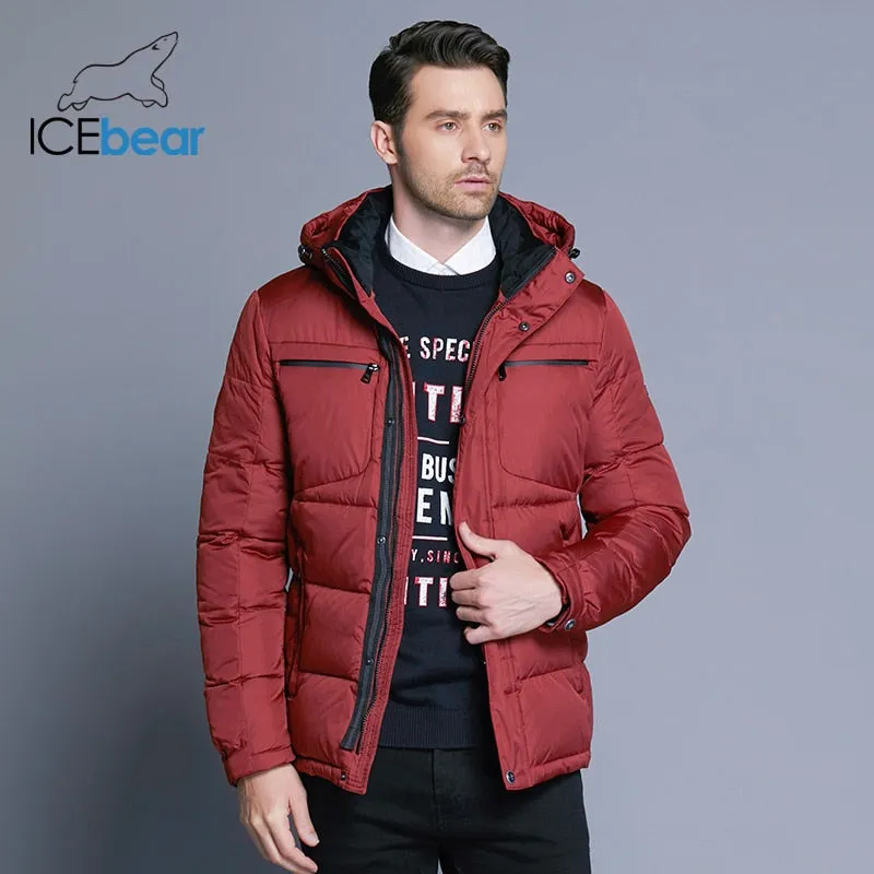 ICEbear 2019 Mens Winter Solid Parka Warm Jackets Simple Hem Practical Waterproof Zipper Pocket High Quality Parka B17MD940D