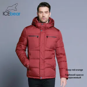 ICEbear 2019 Mens Winter Solid Parka Warm Jackets Simple Hem Practical Waterproof Zipper Pocket High Quality Parka B17MD940D