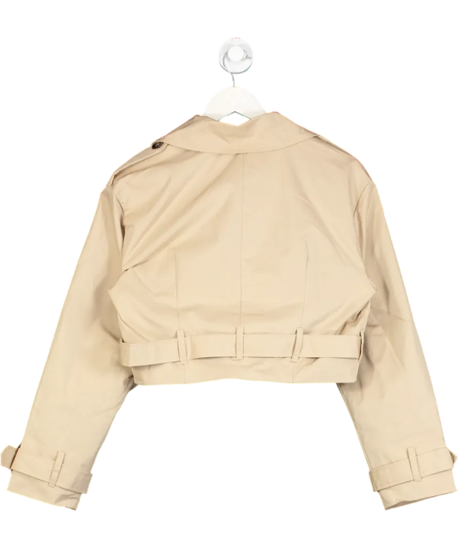 In The Style Beige Cropped Belted Trench Coat UK 10