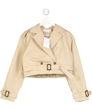 In The Style Beige Cropped Belted Trench Coat UK 10