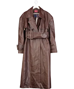 Kai Collective Brown Emani Faux Croc Leather Exaggerated Coat - Coffee UK L