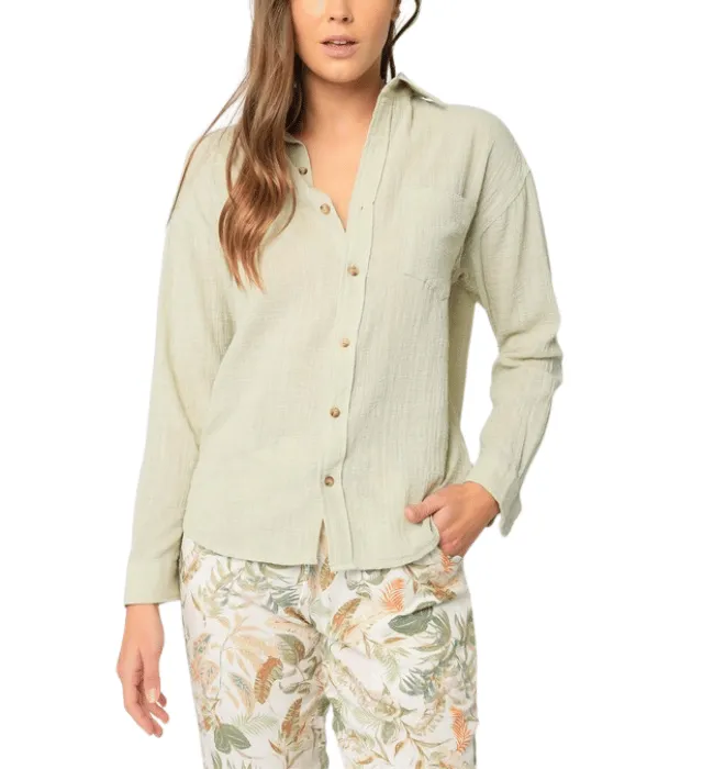 Karley Light Sage Button Down