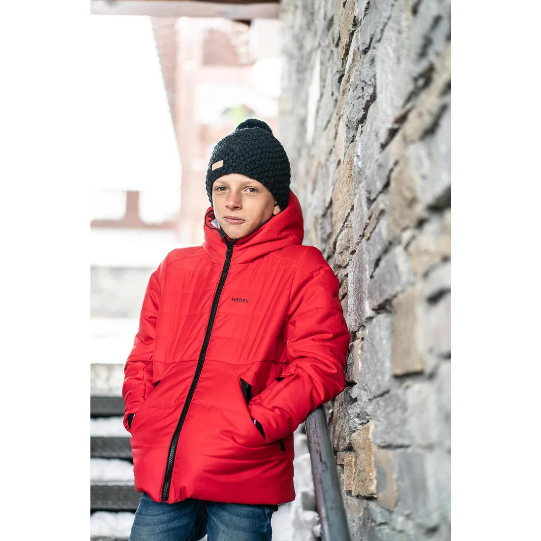Kids’ warm and waterproof padded ski jacket - 100 warm