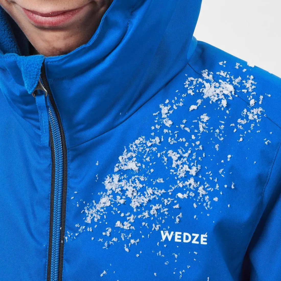 KIDS’ WARM AND WATERPROOF SKI JACKET 100 BLUE