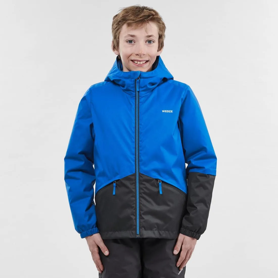 KIDS’ WARM AND WATERPROOF SKI JACKET 100 BLUE