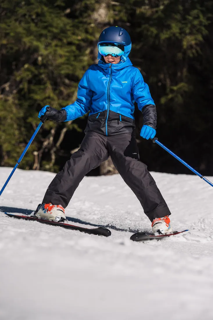 KIDS’ WARM AND WATERPROOF SKI JACKET 100 BLUE