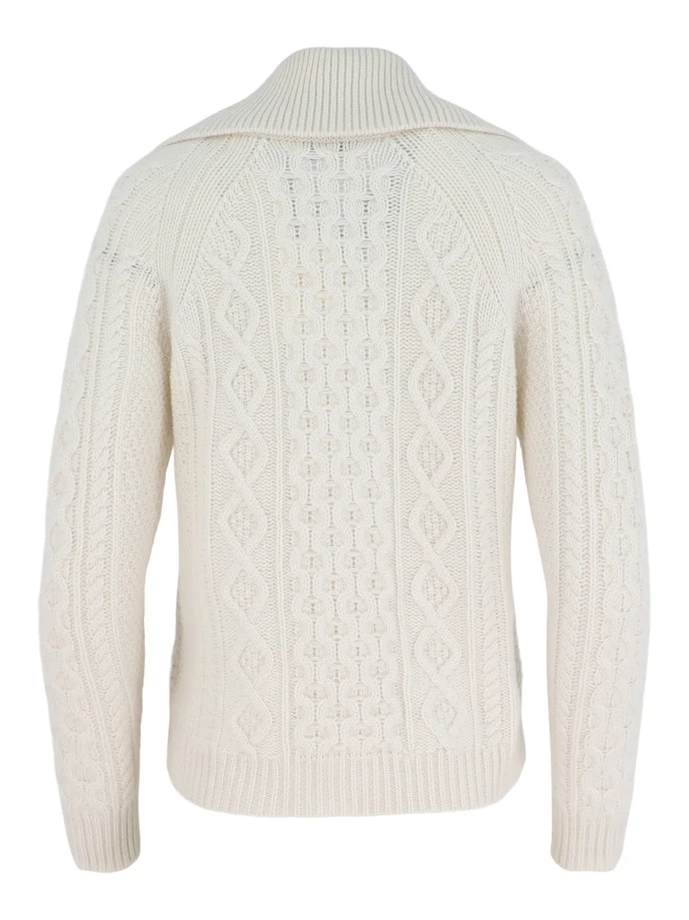 Kinross Luxe Cable Cardigan in Pearl