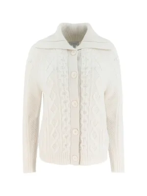 Kinross Luxe Cable Cardigan in Pearl