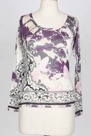 Lavender Paisely Silk Wool Cashmere Sweater
