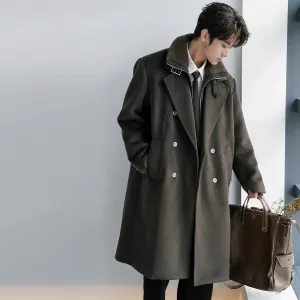Long Double-Breasted Woolen Coat
