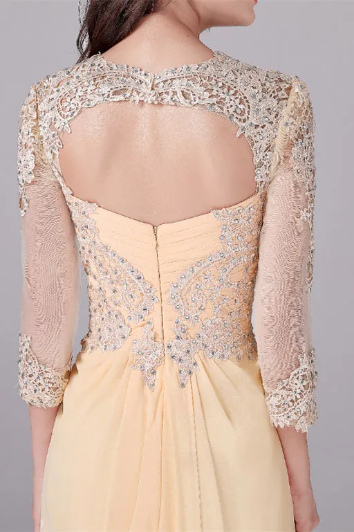 Long sleeves ankle-length sweetheart backless mermaid mother's dress