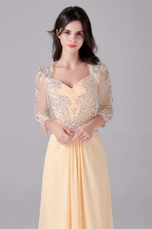 Long sleeves ankle-length sweetheart backless mermaid mother's dress