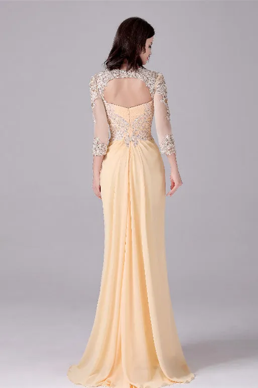 Long sleeves ankle-length sweetheart backless mermaid mother's dress