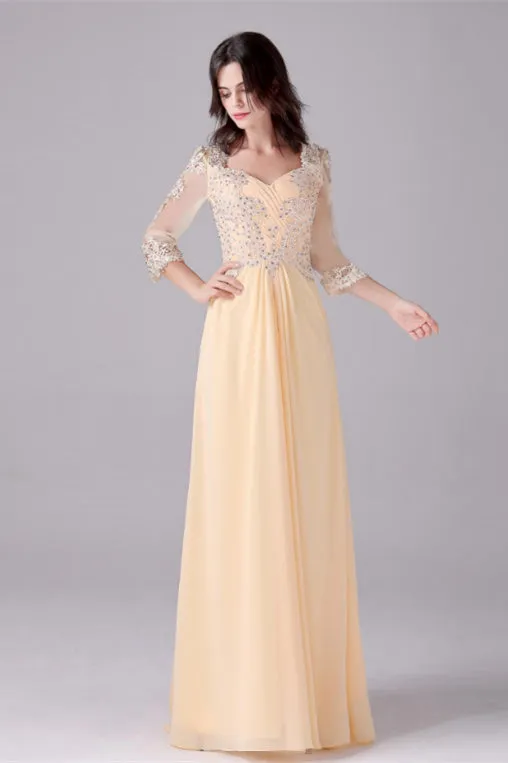 Long sleeves ankle-length sweetheart backless mermaid mother's dress