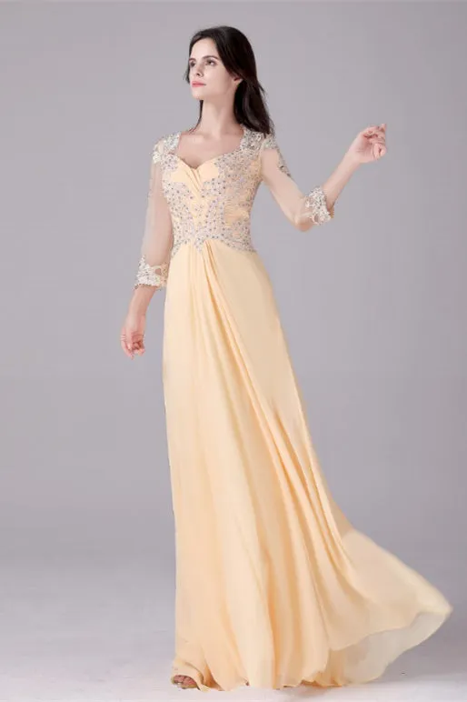 Long sleeves ankle-length sweetheart backless mermaid mother's dress