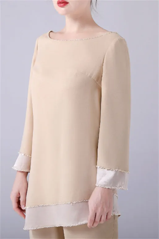 Long sleeves Jewel Asymmetrical mother's shirt