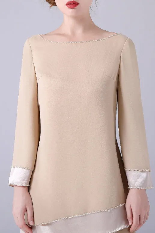 Long sleeves Jewel Asymmetrical mother's shirt