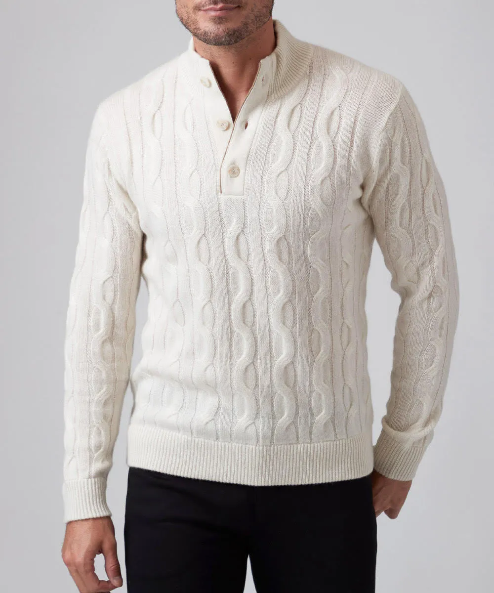 Luxury Cashmere Cable Knit Sweater - White