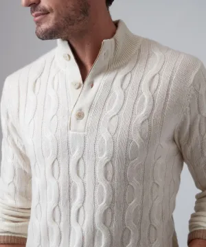 Luxury Cashmere Cable Knit Sweater - White