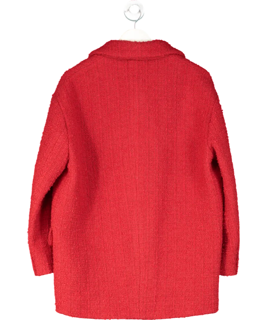 Maje Red Double Breasted Wool Blend Tweed Blazer UK 12