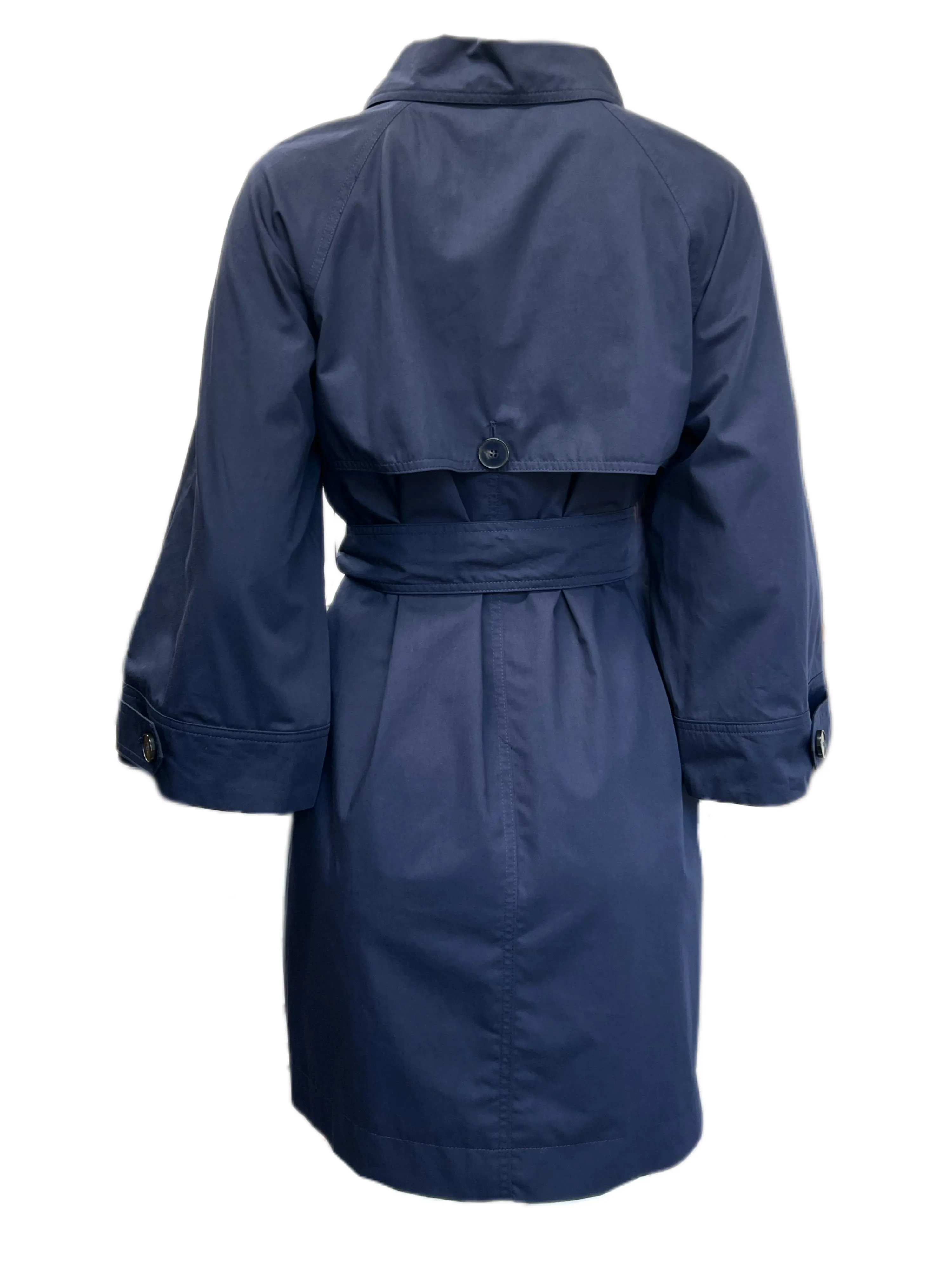 Marella By Max Mara Women's Navy Rail Double Breasted Rain Coat Size 2 NWT